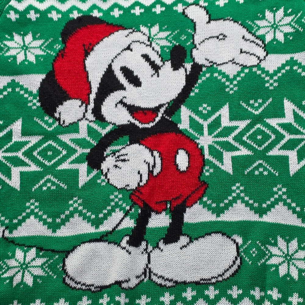 Disney Sweater Unisex Medium Green Excellent Mickey Mouse Holiday Fair Isle Knit